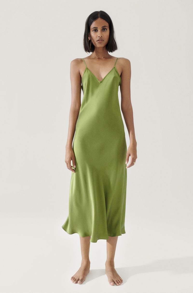 Silk Laundry 90s Slip Dress - Calla Green Silk Laundry 90s Slip Dress - Calla Green