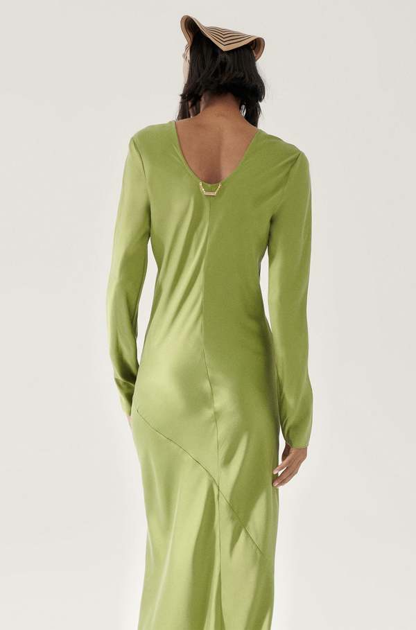 SILK LAUNDRY US FULL SLEEVE BIAS DRESS CALLA - GREEN | Garmentory