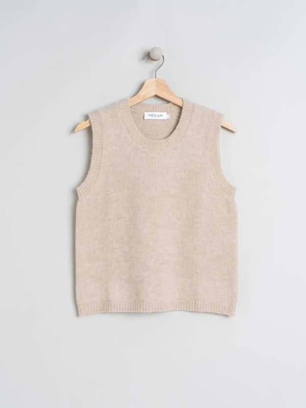 Indi & Cold Plain Wool Vest - Beige