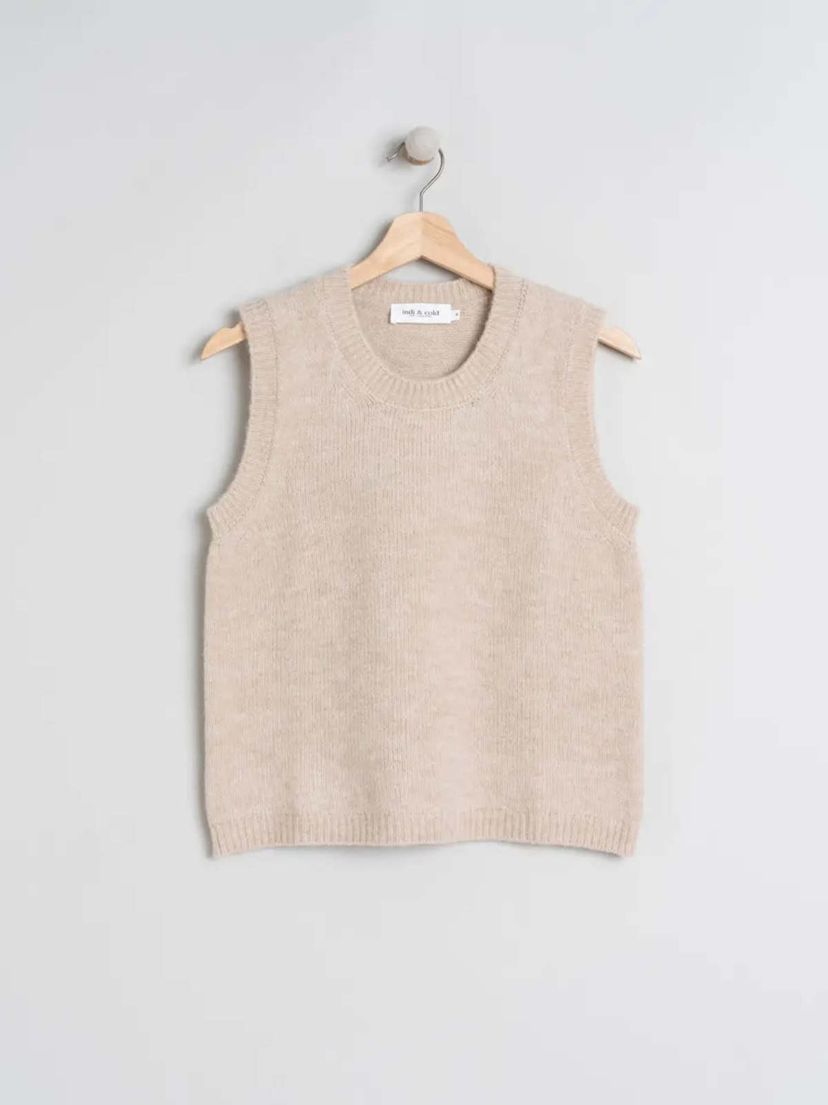Indi & Cold Plain Wool Vest - Beige - Image 1 of 4
