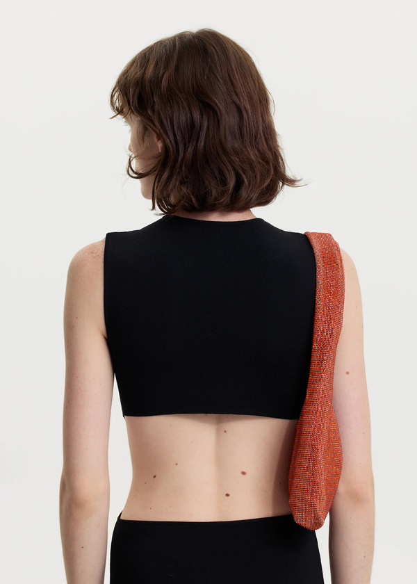 KARA Crystal Mesh Armpit Bag Orange Peel Garmentory