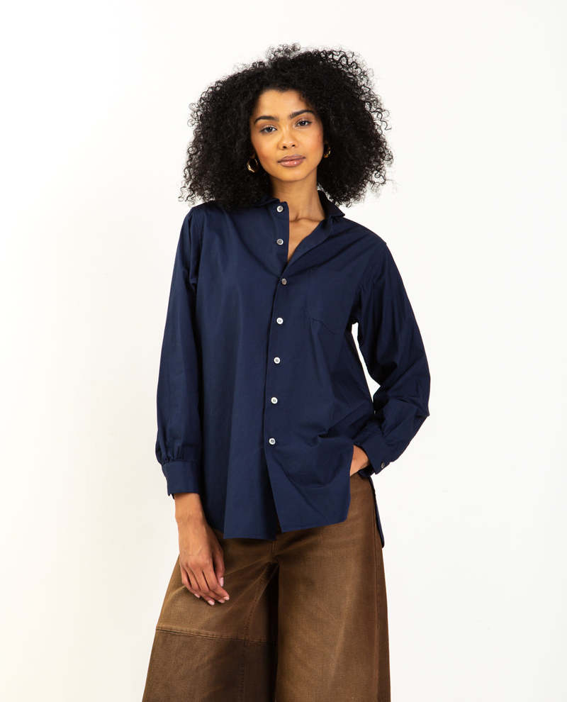 Engineered Garments Rounded Collar Shirt - Navy | Garmentory