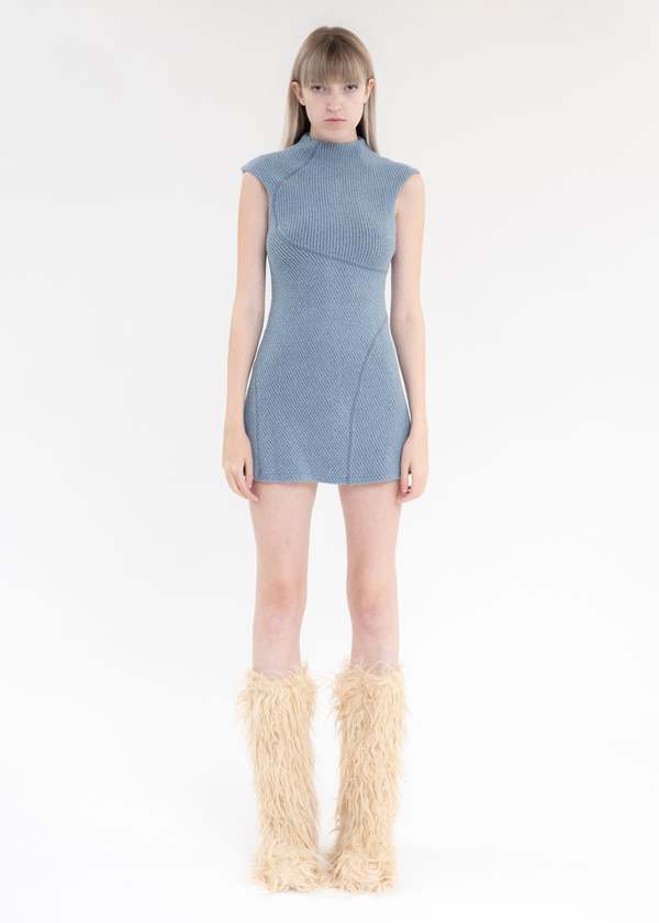 Hyein Seo HELIX MINI DRESS - ASH BLUE | Garmentory