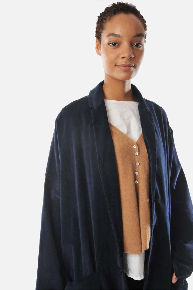 Album di Famiglia Velvet Loose Coat - Navy | Garmentory 