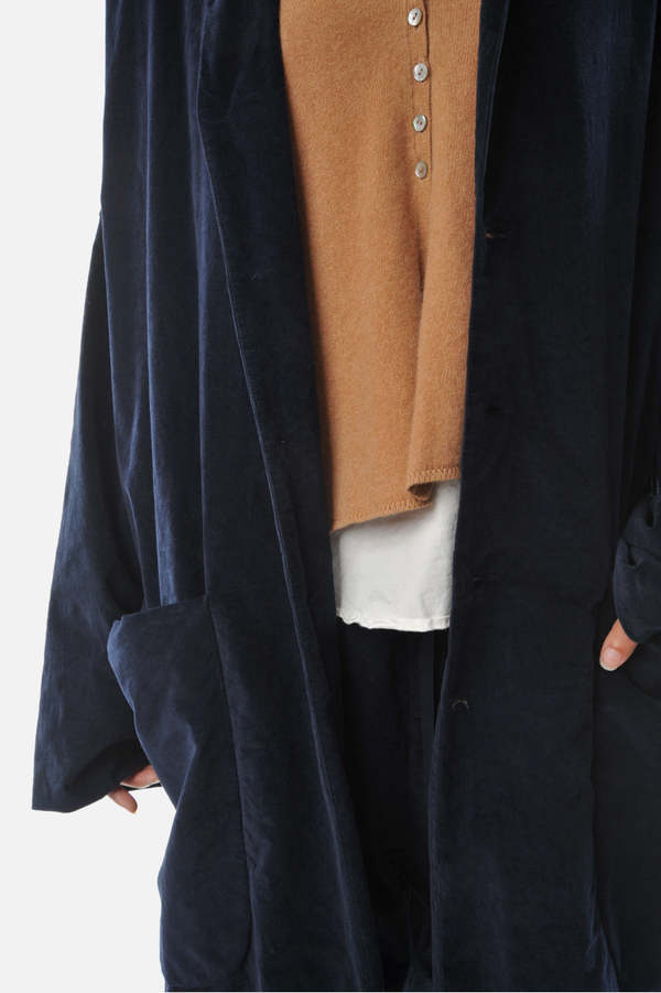 Album di Famiglia Velvet Loose Coat - Navy | Garmentory