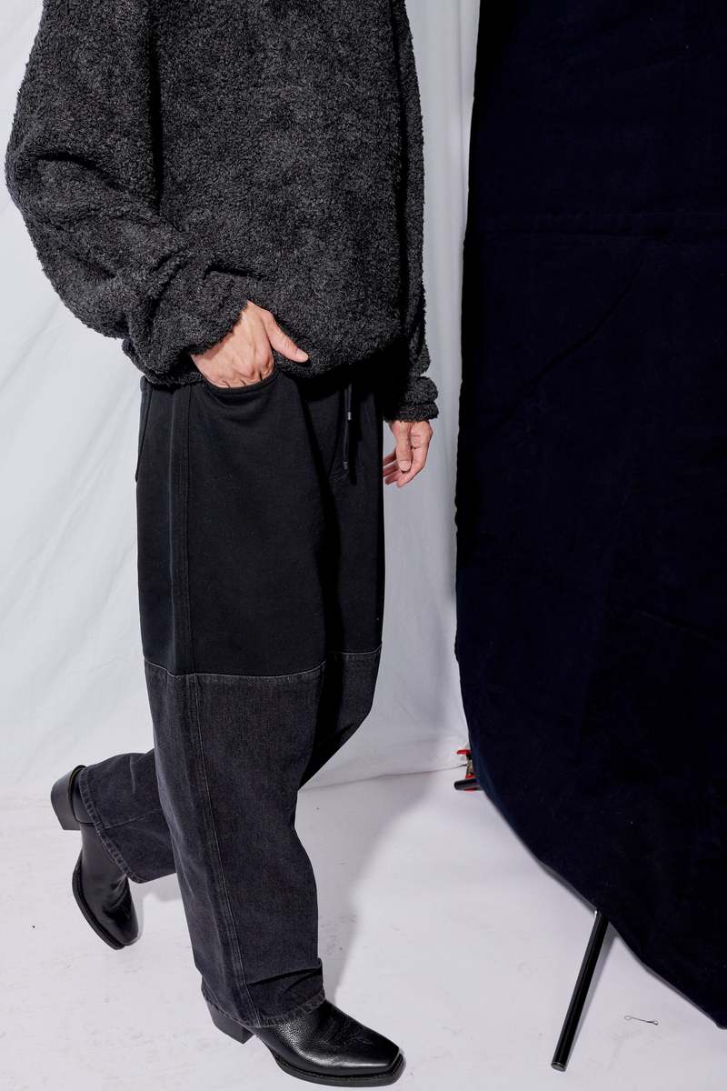 AMOMENTO Drawstring Denim Pants - Black | Garmentory