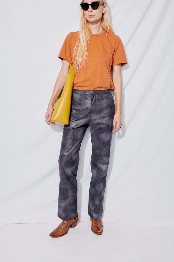 【OPEN YY】FAUX LEATHER TIE-DYE PANTS / CHARCOAL Theopen Product Faux Leather Tie Dye Pant - Charcoal