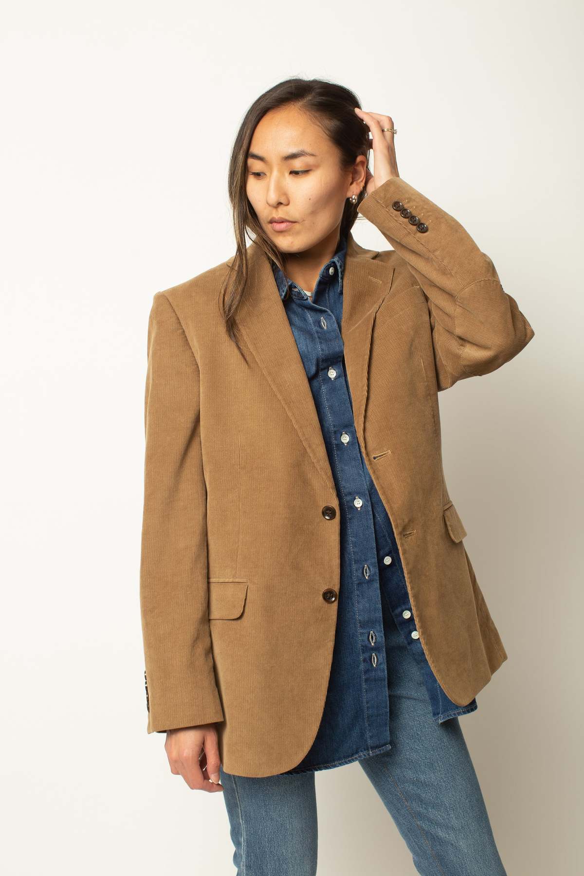 Stretch Corduroy Blazer - Brown