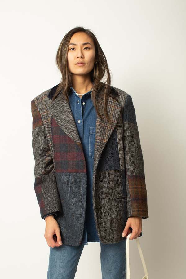 patchwork blazer womens