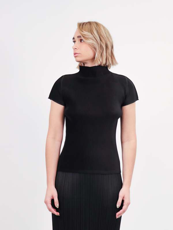 Pleats Please Issey Miyake Mist Basics Mockneck - Black | Garmentory