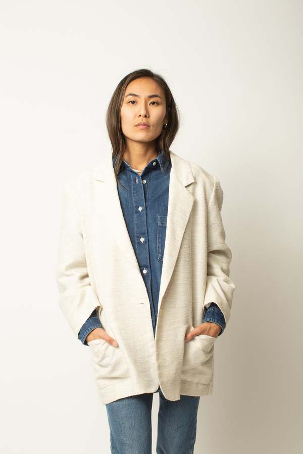 Textured Cream Blazer Garmentory