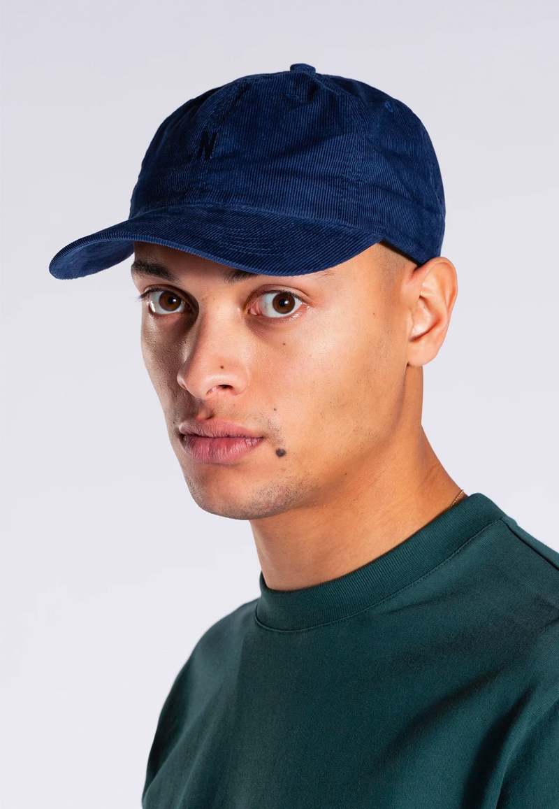 Norse Projects Baby Corduroy Sports Cap Navy Garmentory