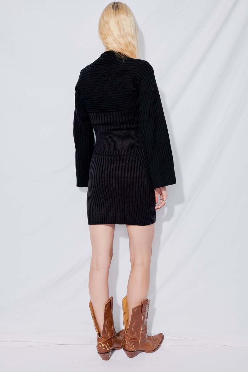 drae ssense exclusive black wool rib knit dress Diesel M-OLYMPE Womens Black Dresses