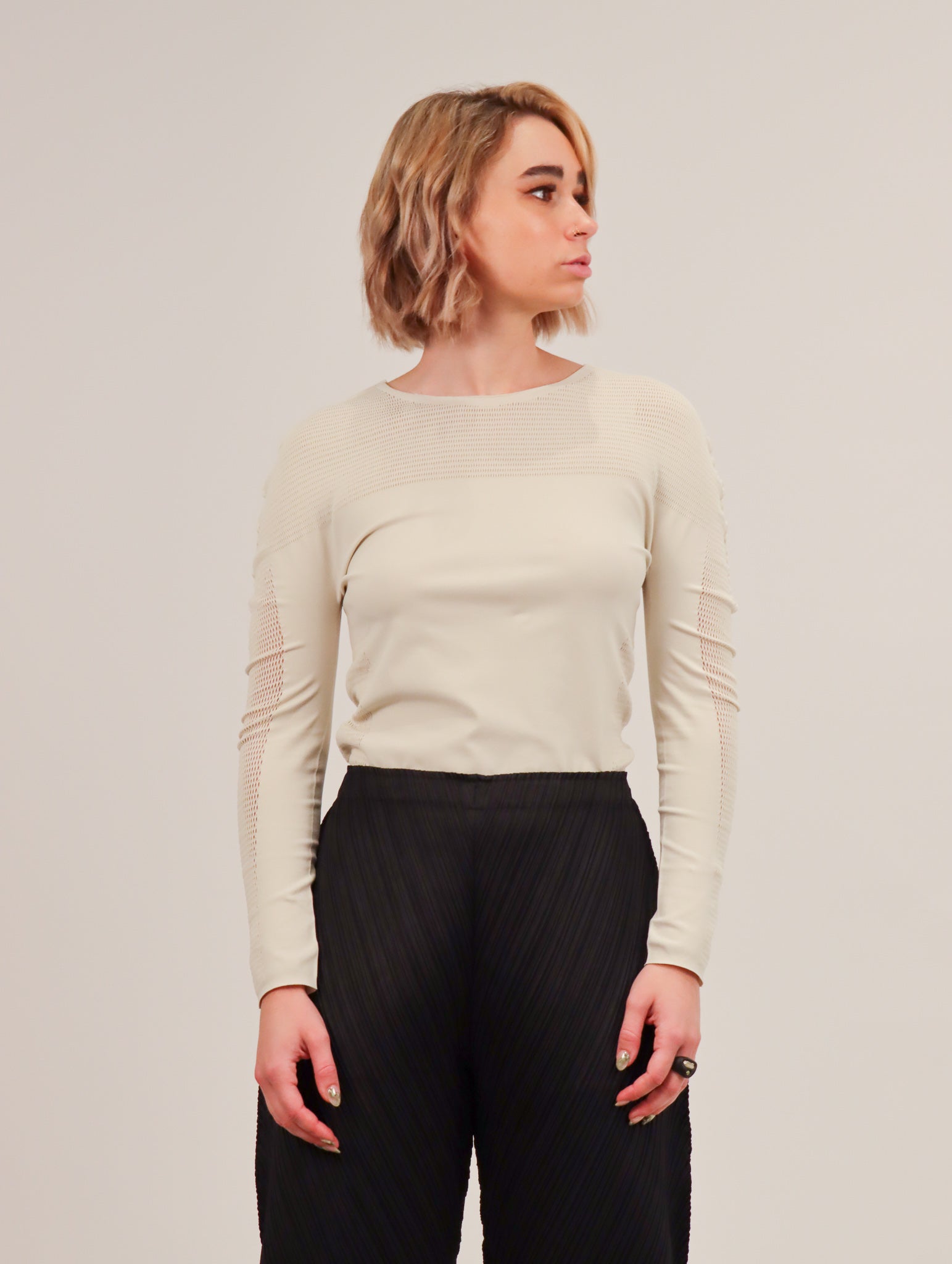 Pleats Please by Issey Miyake A-POC Skin Top - Creamy Ivory