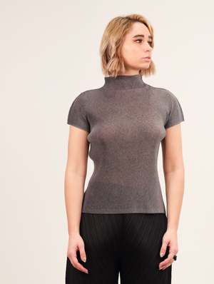 Pleats Please by Issey Miyake Mist Basics Mockneck - Light Grey