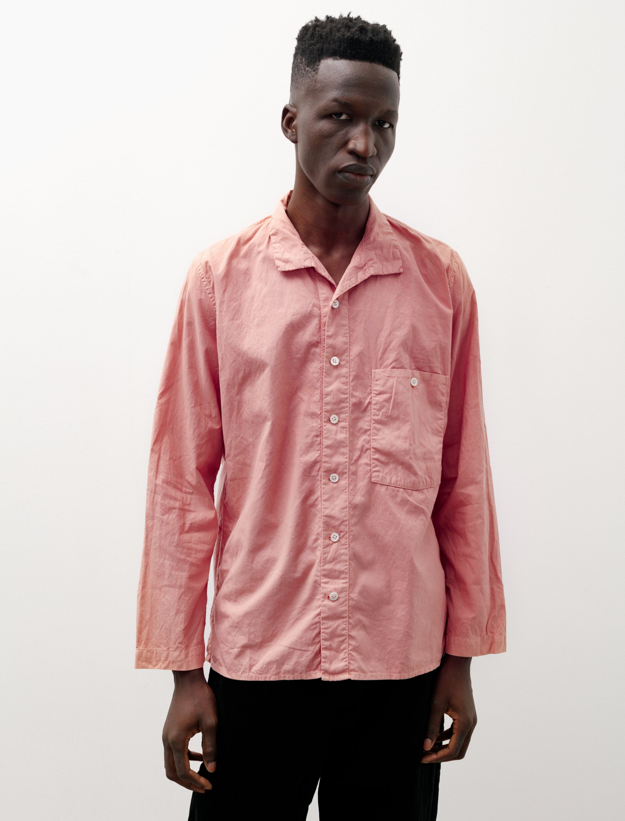 Oliver Church Hand Dye Open Collar Shirt - Madder | Garmentory