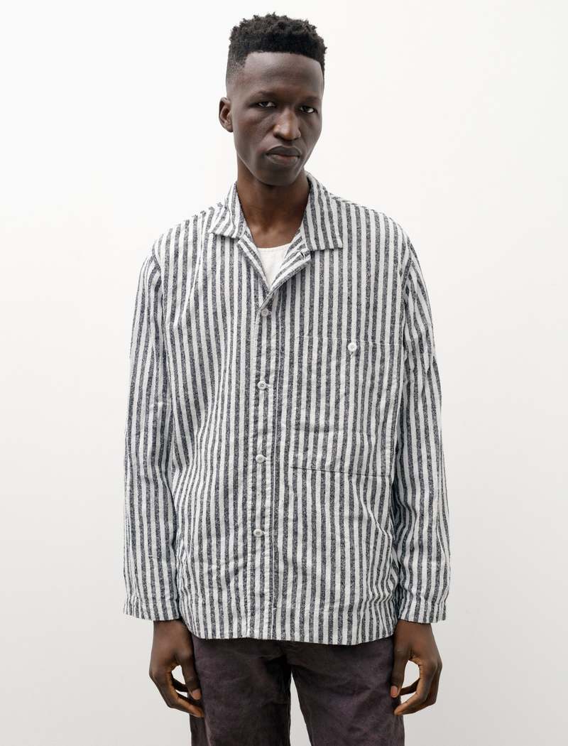 トップス OLIVER CHURCH OVER SHIRT L Oliver Church Silk Noil Over Shirt - Stripe | Garmentory