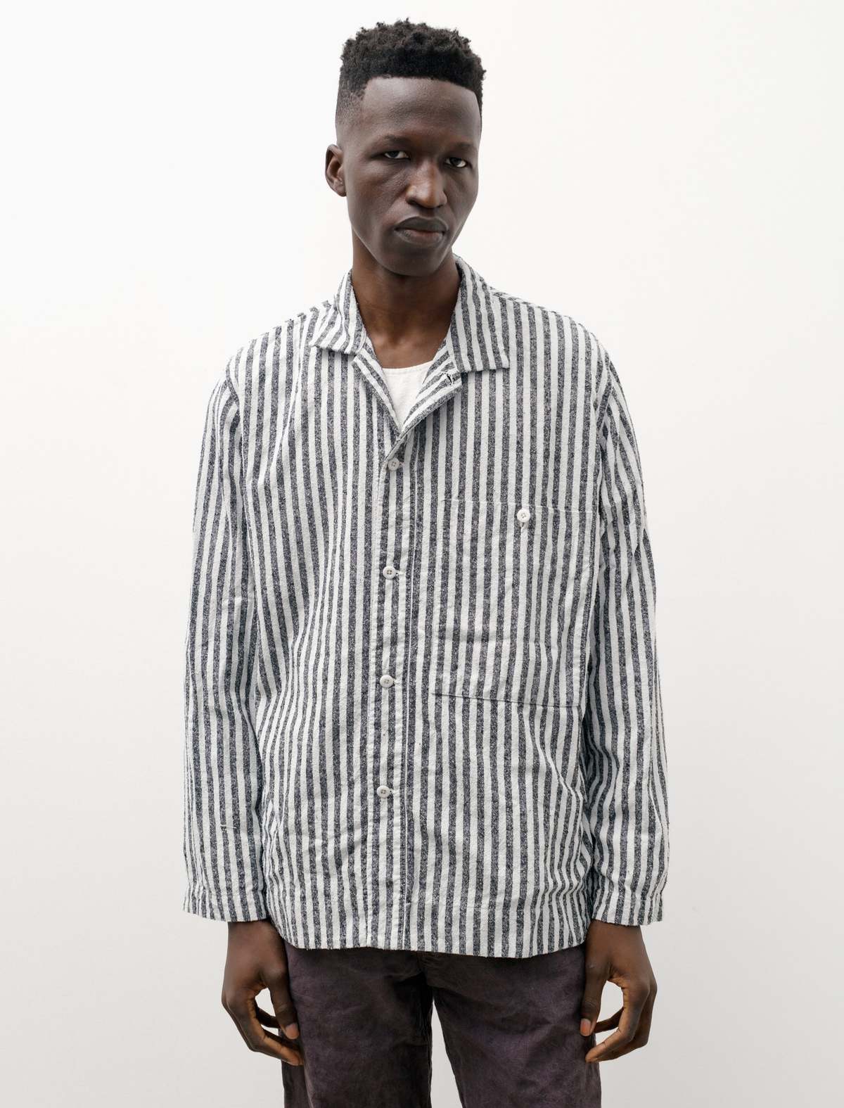 Oliver Church Silk Noil Over Shirt - Stripe | Garmentory