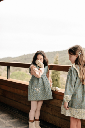APOLINA 　IDA pinfore Dress 5-7y Kids Apolina Ida Quilted Pini - Lakehouse Floral Sage | Garmentory