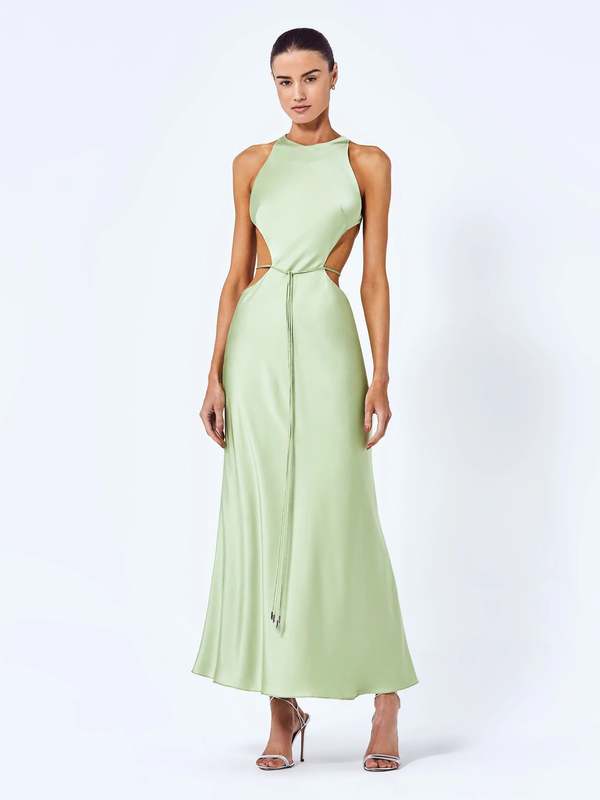 alexis lune cut-out satin maxi dress $595 Alexis Women's Blue Lune Cut Out Satin Maxi Dress Size L