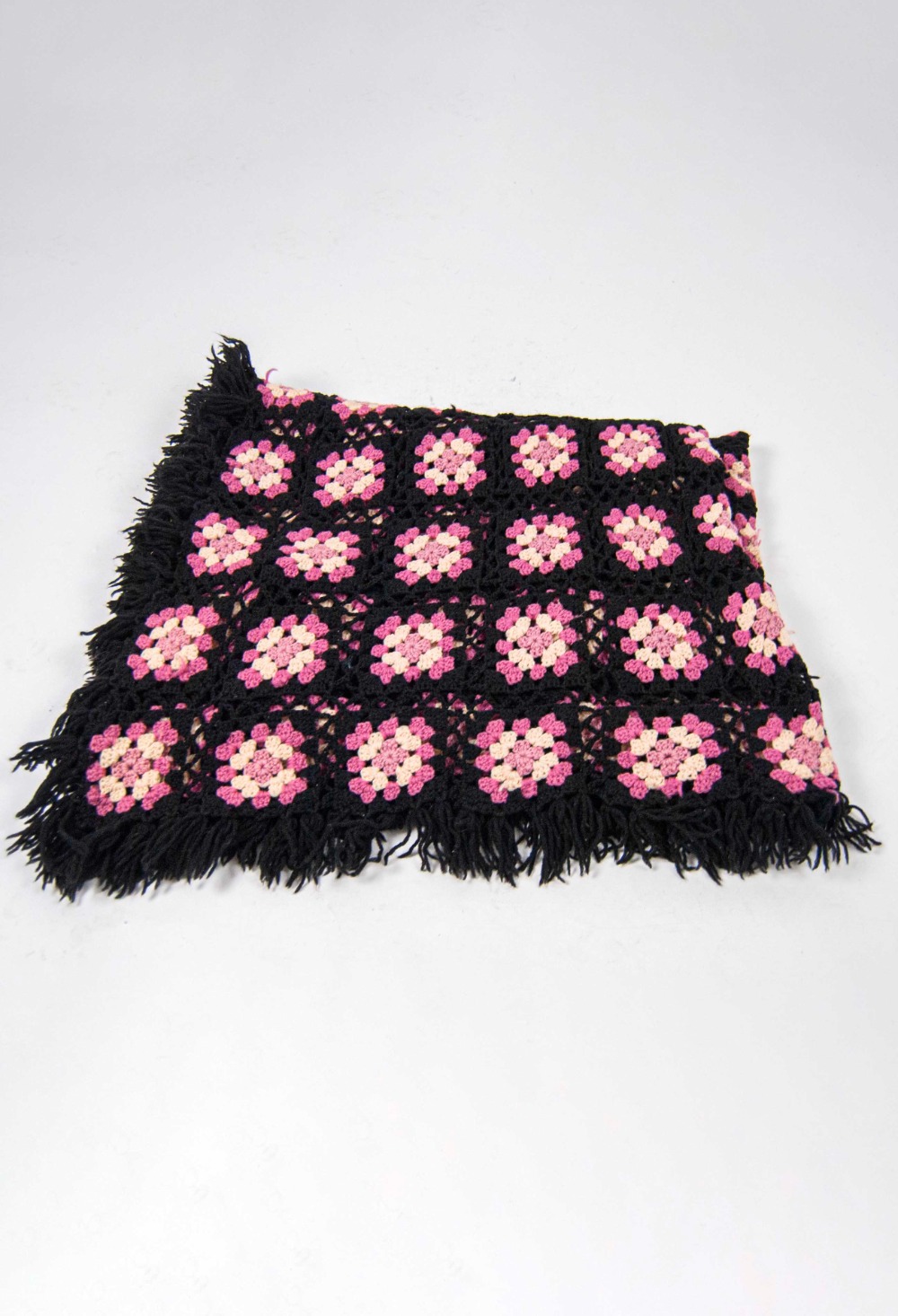 Pink and 2024 black crochet blanket