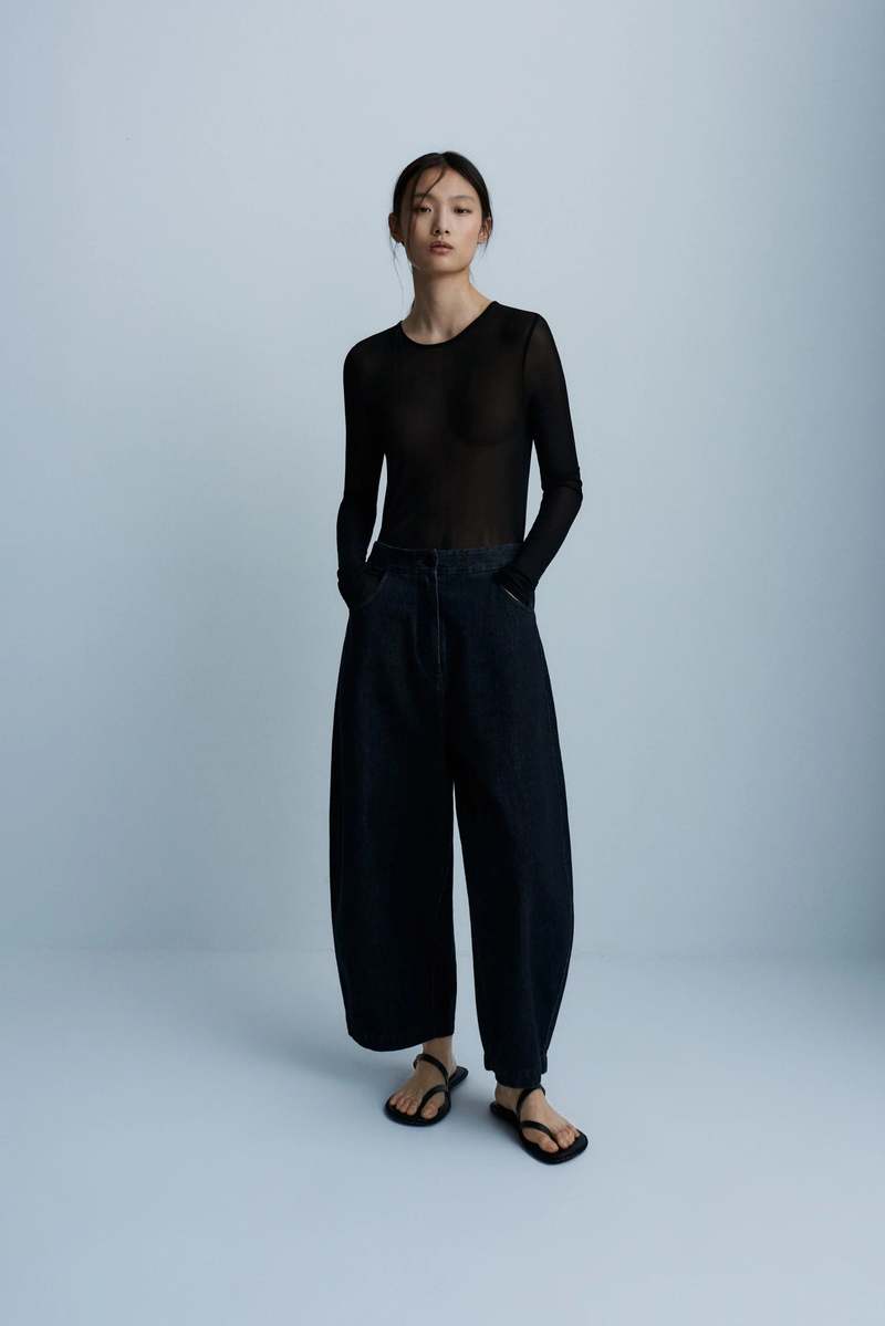 Cordera Curved Leg Pants - Black Denim | Garmentory