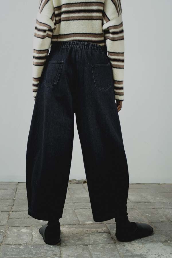 Cordera Curved Leg Pants - Black Denim | Garmentory