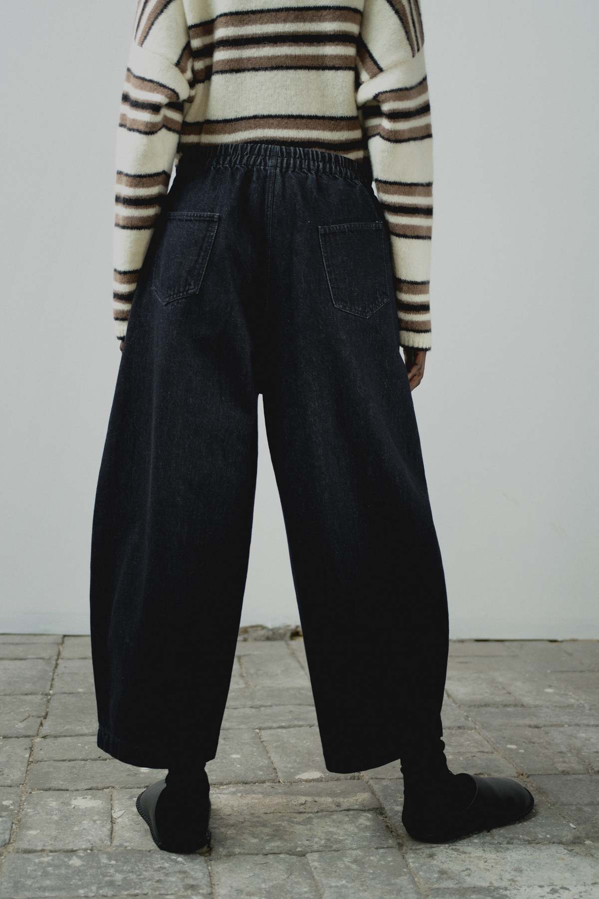Cordera Curved Leg Pants - Black Denim | Garmentory
