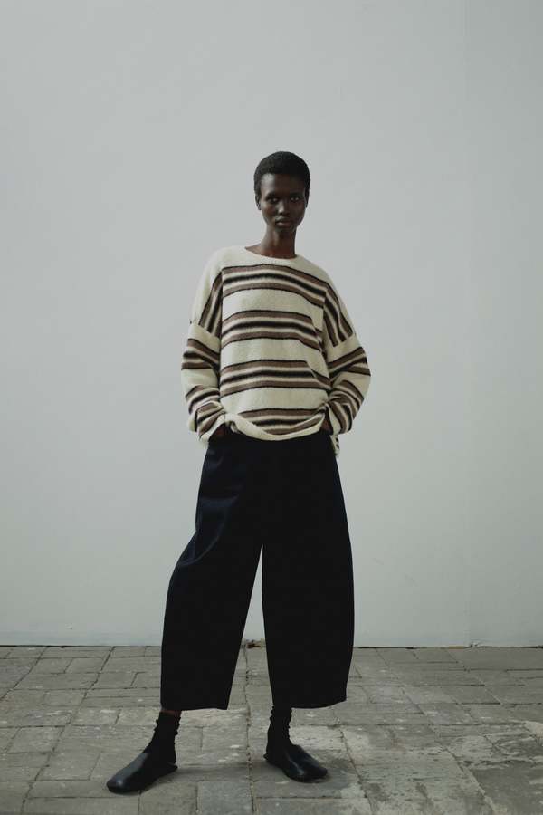 Cordera Curved Leg Pants - Black Denim | Garmentory