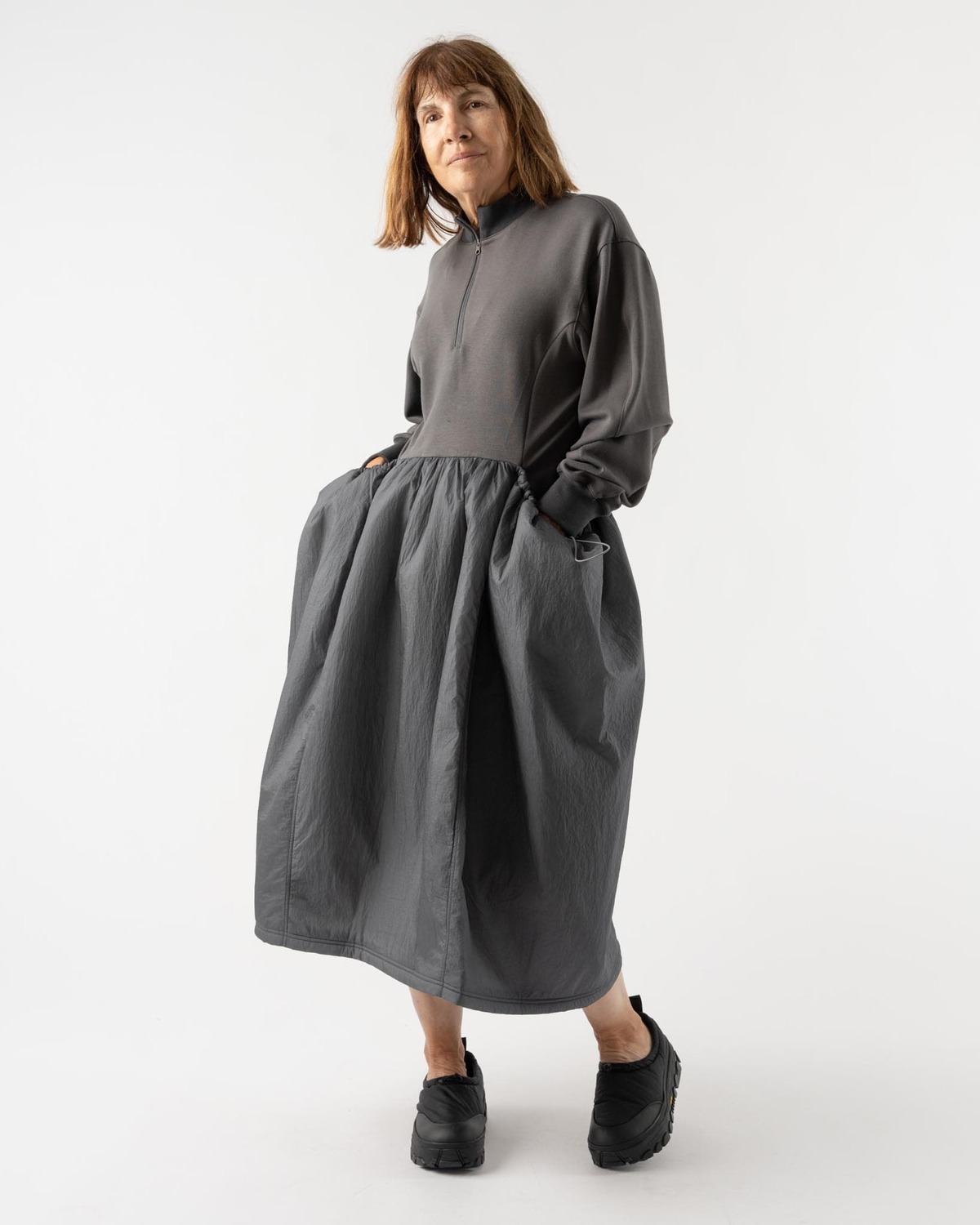 Amomento Sheer Padded Dress - Charcoal | Garmentory