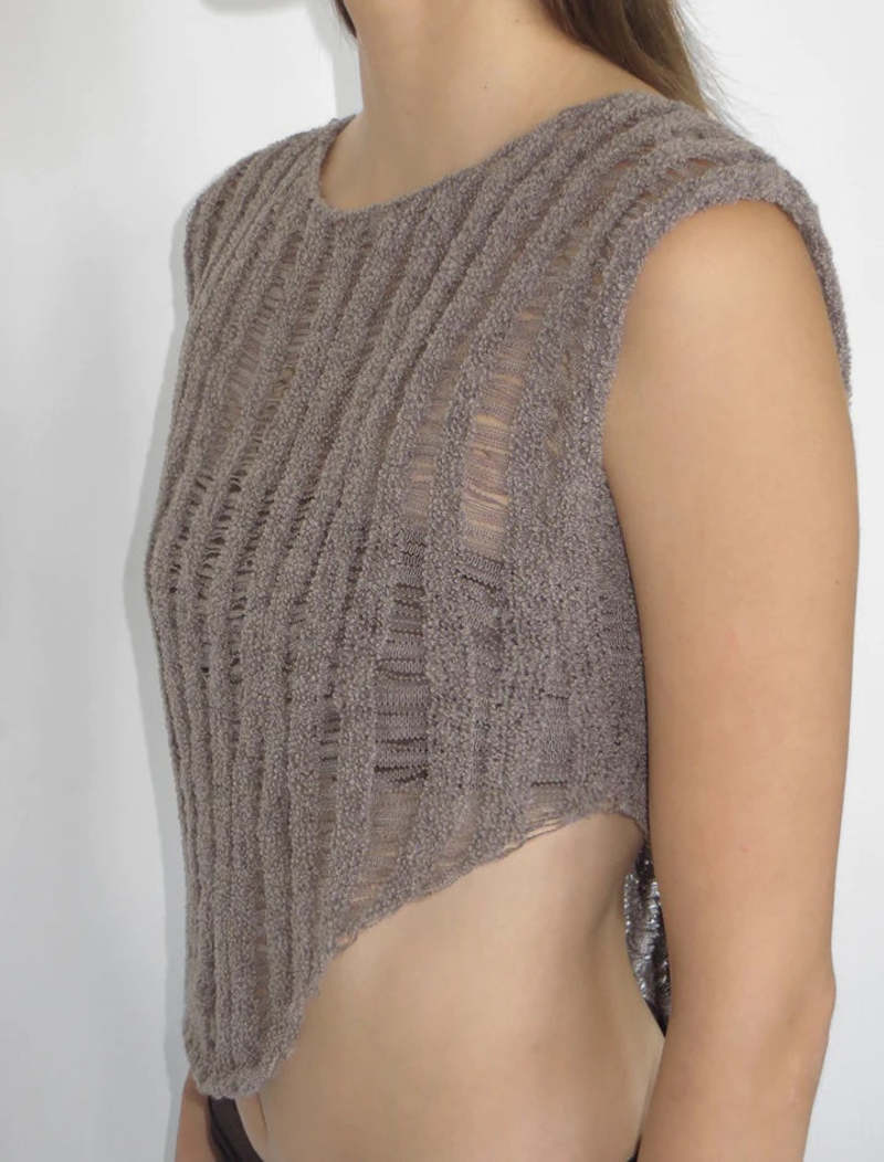 トップス Paloma Wool Clopped Knit lope-mixed-knit-top-in-ecru-
