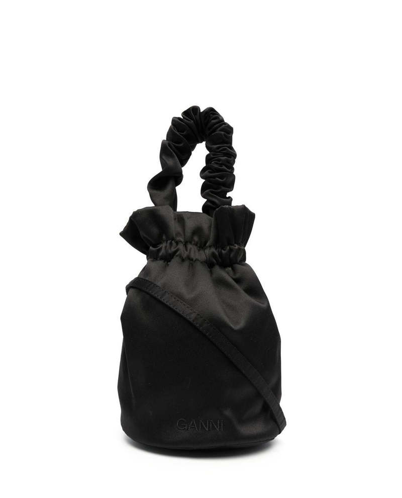【GANNI（ガニー）】Occasion Top Handle Bag Ganni Occasion Ruched Top Handle Bag - Black | Garmentory