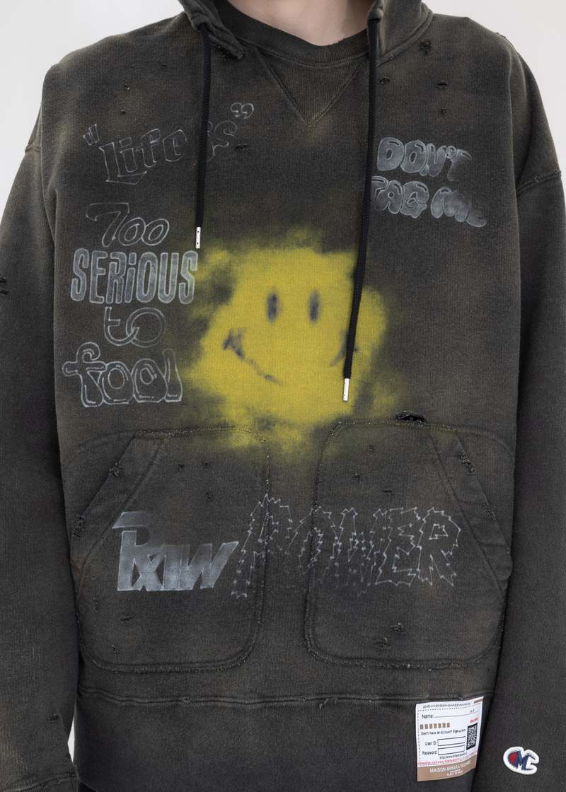 Mihara Yasuhiro Distressed Hoodie - Black | Garmentory