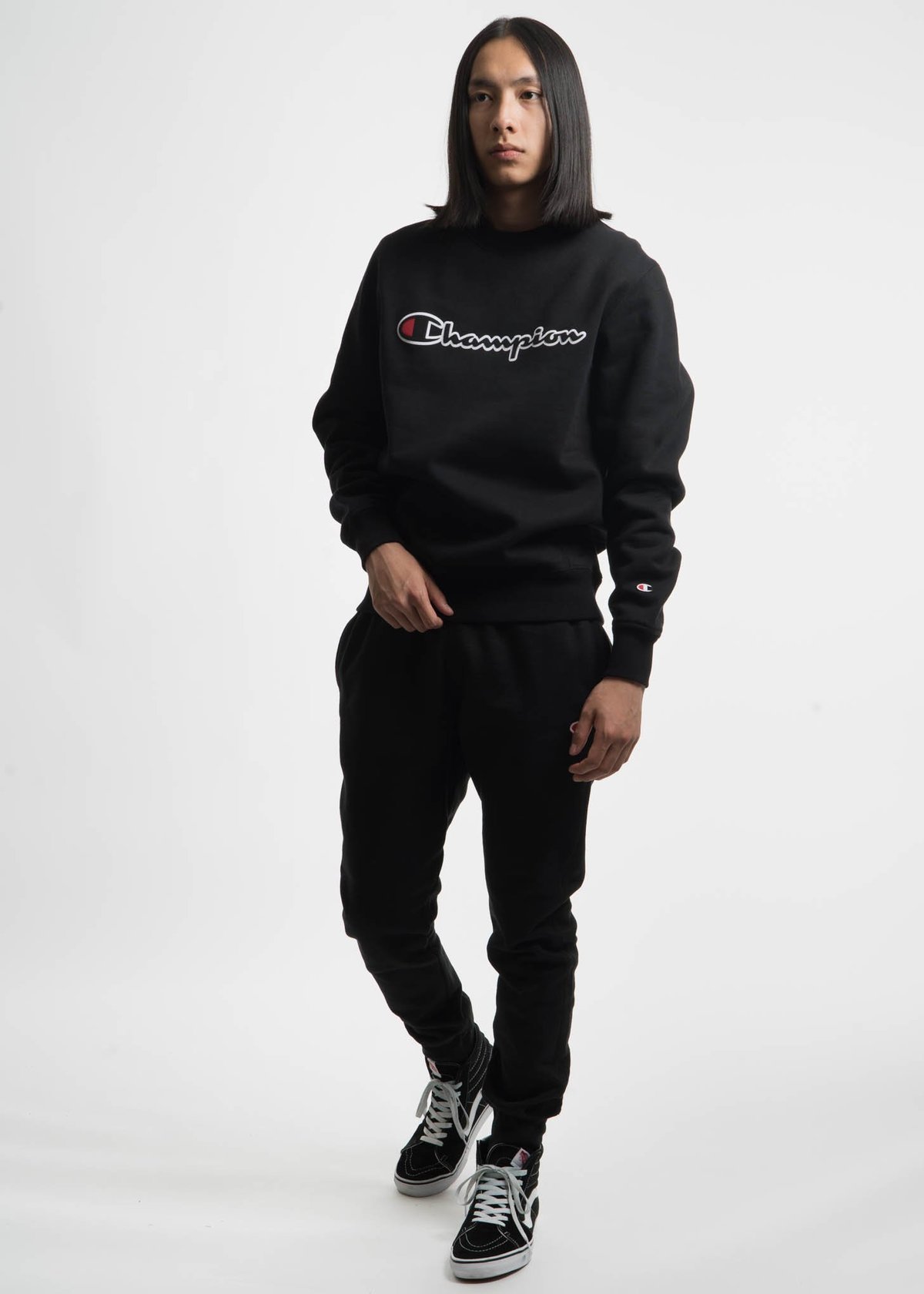 Champion Reverse Weave Black Sweatshirt with Script Applique - Image 3 of 5