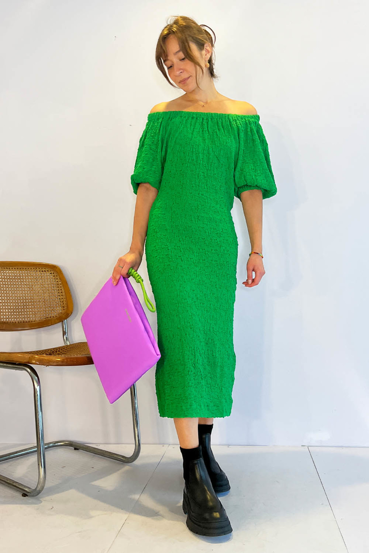 stine goya green dress Laura Jung could not look prettier in our green woven jacquard dress Shop Now: https://brnw.ch/21wOVvB