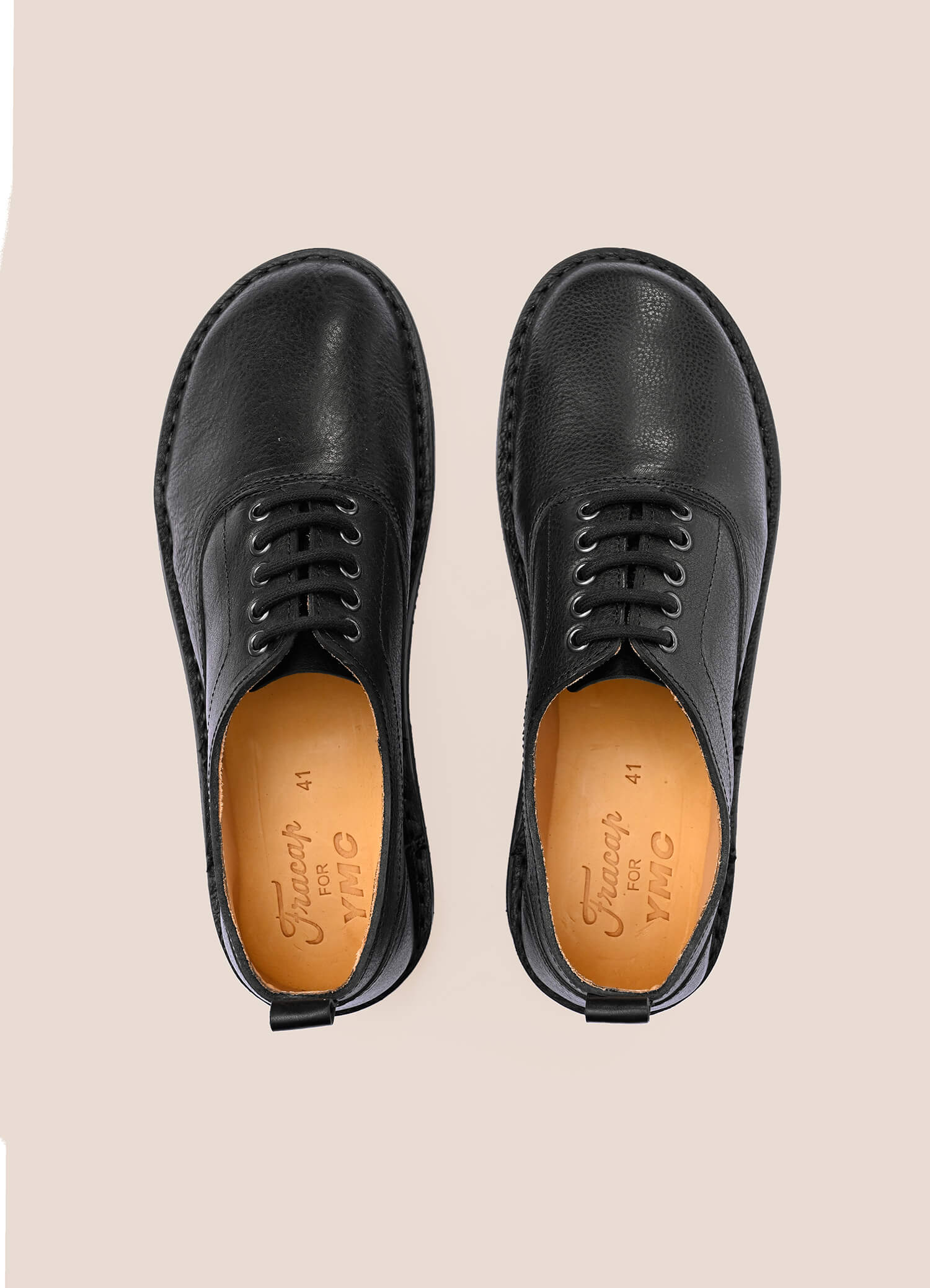 Fracap X YMC Men's Leather Dog Shoes Black Garmentory