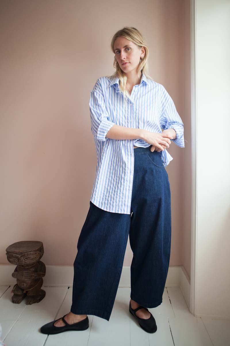 Monica cordera Cordera Curved Leg Pants - Denim | Garmentory