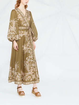 Zimmermann Anneke Wrap-front Dress - Olive | Garmentory