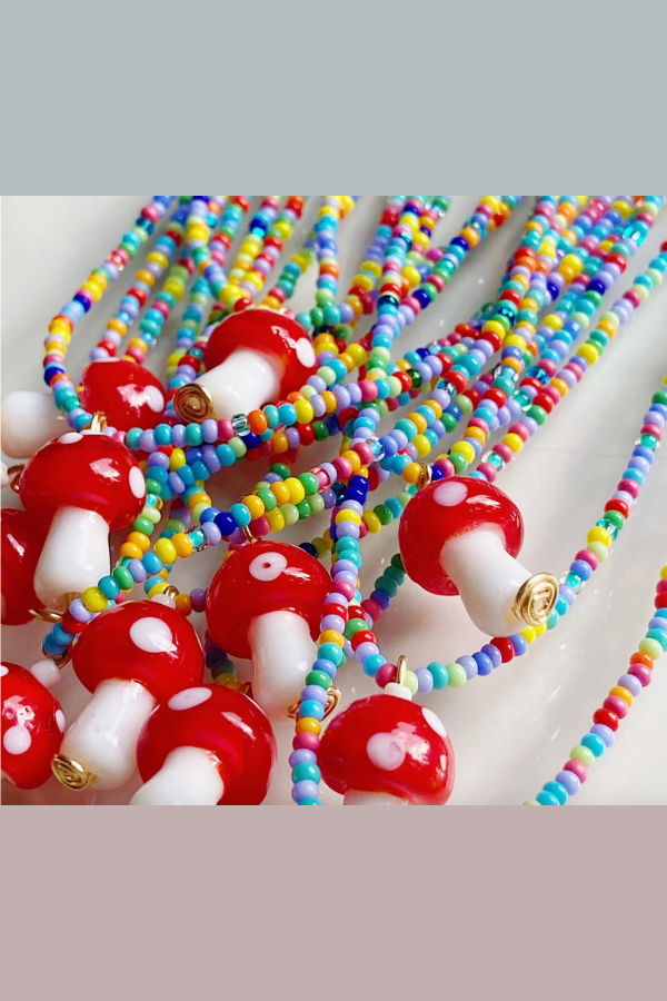 Designed by Emily Ann Mushroom Beaded Necklace - Multi