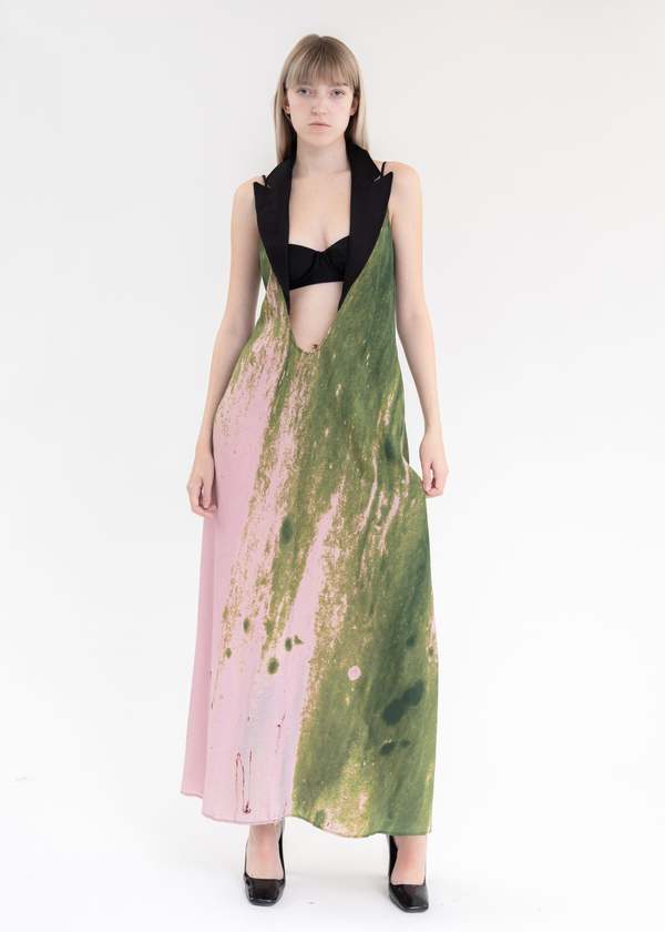 pink and green halter dress Oude Waag With Blazer Collar Edit:Greenwithenvy