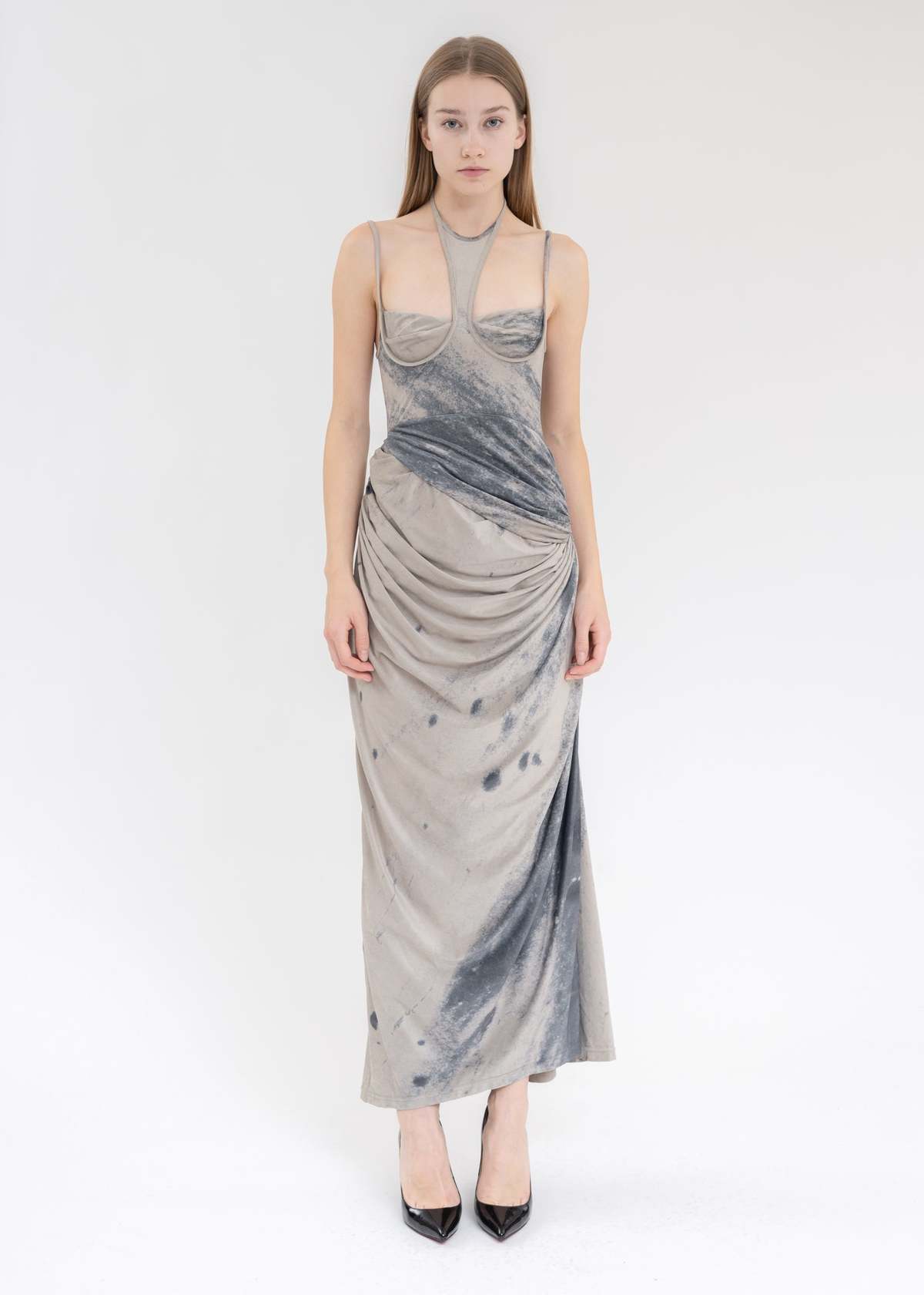Oude Waag Halter Dress Grey/Black Garmentory