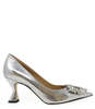 Prosperine Silver Leather Kitten Heel Pump - Silver - Thumbnail 1