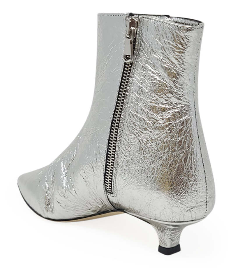 Prosperine Kitten Heel Ankle Boot - Silver