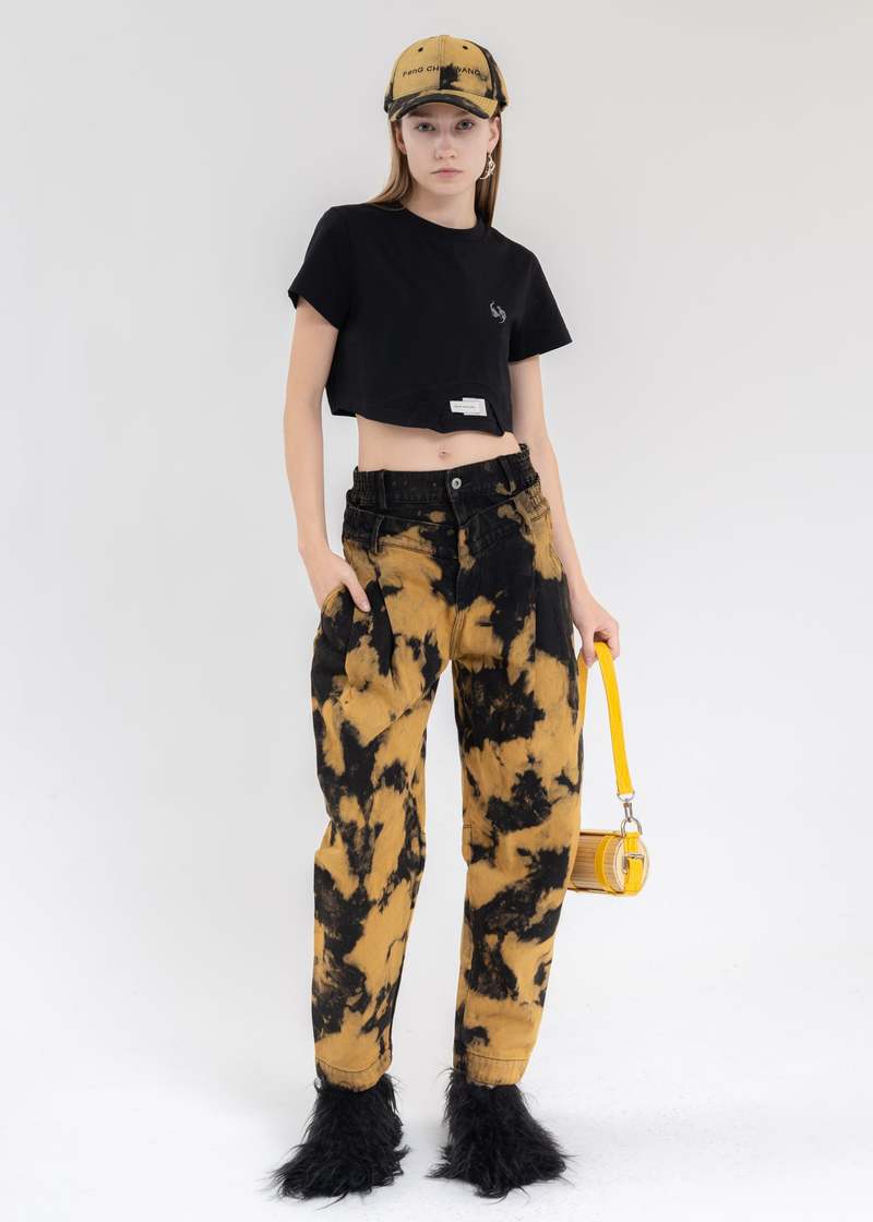 【BAON】[unisex] Chenle Vintage Shirring Cat Wide Denim PT BAON】[unisex] Chenle Vintage Shirring Cat Wide Denim PT