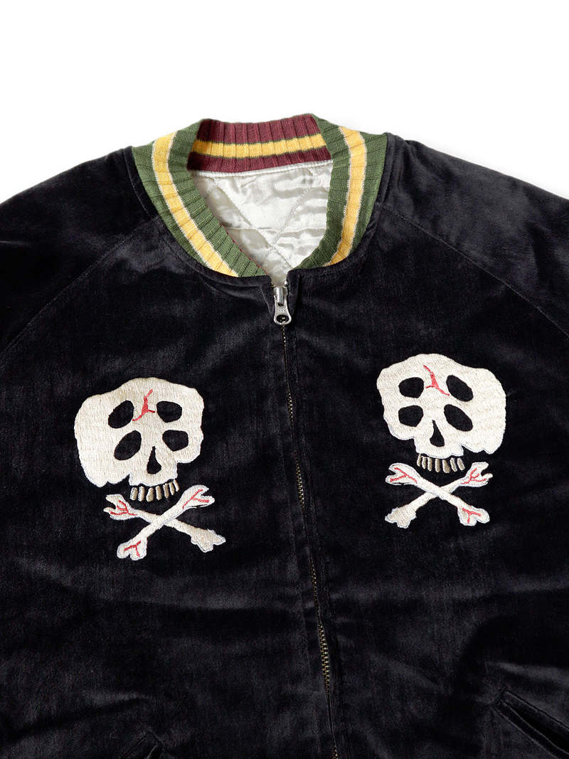 KAPITAL スカル刺繍 ベルベットジャケット Kapital Sulfer Dyed Velvet Souvenir Jacket - Rain Skull