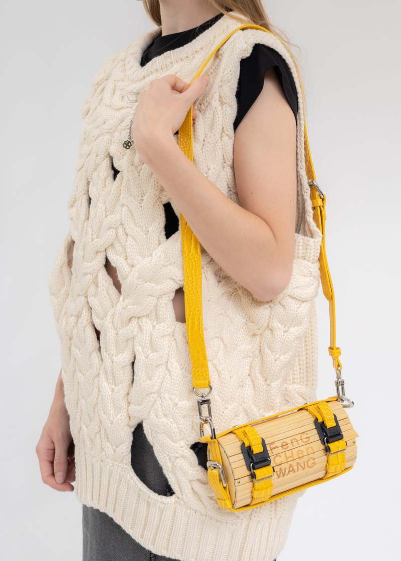 Feng Chen Wang Croc Small Bamboo Bag - Yellow | Garmentory