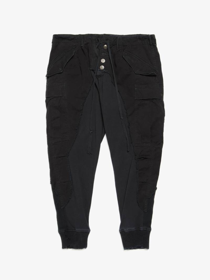 Greg Lauren 50/50 Slim Lounge Cotton Pants - Black | Garmentory Greg Lauren 50/50 Slim Lounge Cotton Pants - Black | Garmentory