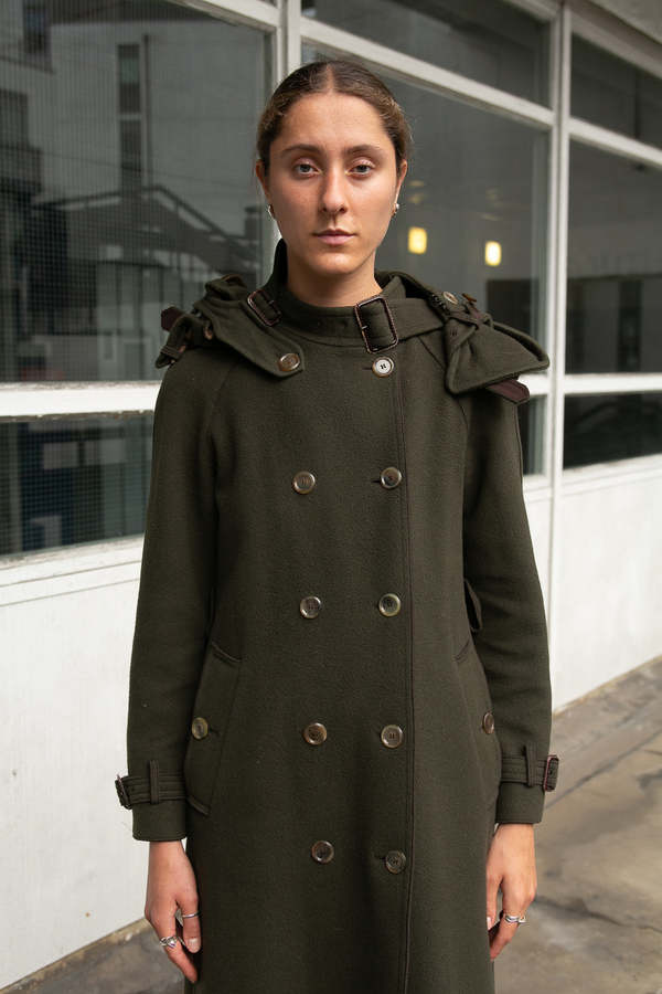 Vintage Moschino Duffle Trench Coat - Khaki Green | Garmentory