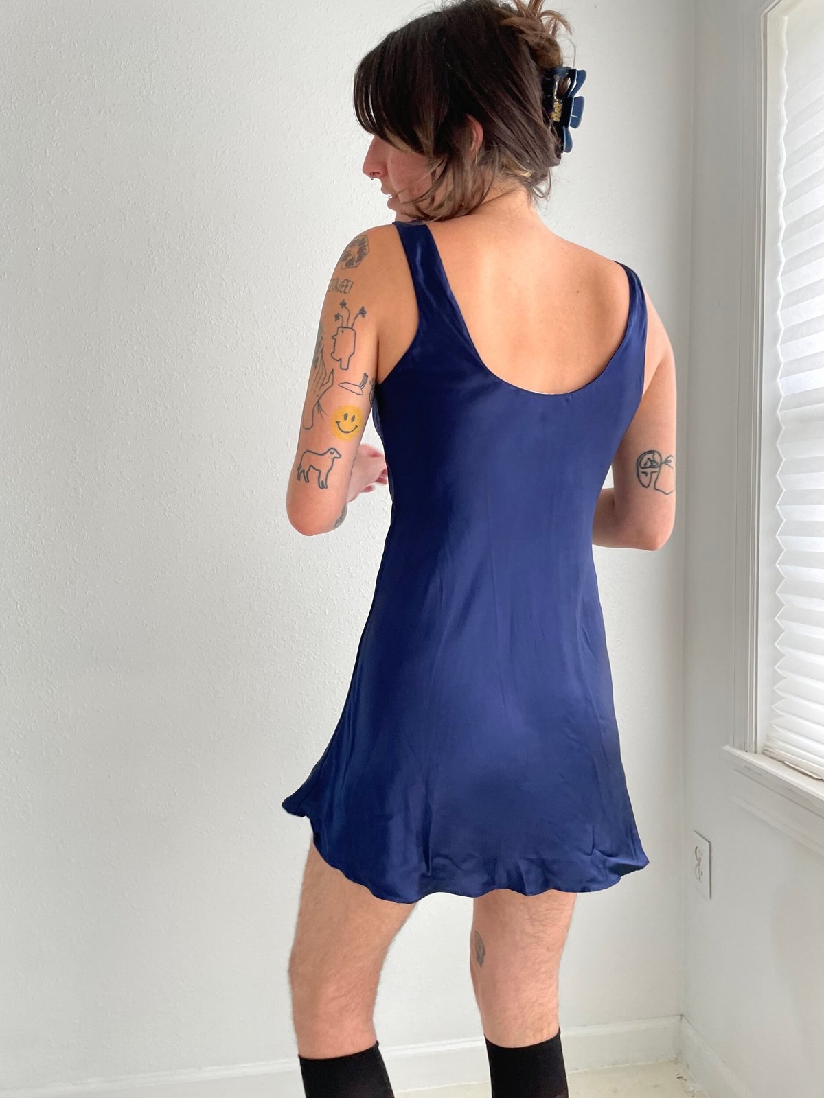 Vintage Victoria's Secret slip dress - navy | Garmentory