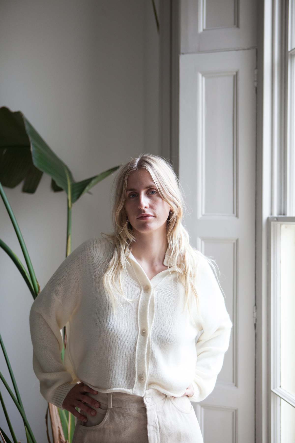 Cordera Merino Stitched Cardigan in Grey main image 0